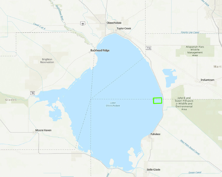 Map showing the 300-acre project area in Palm Beach and Martin counties